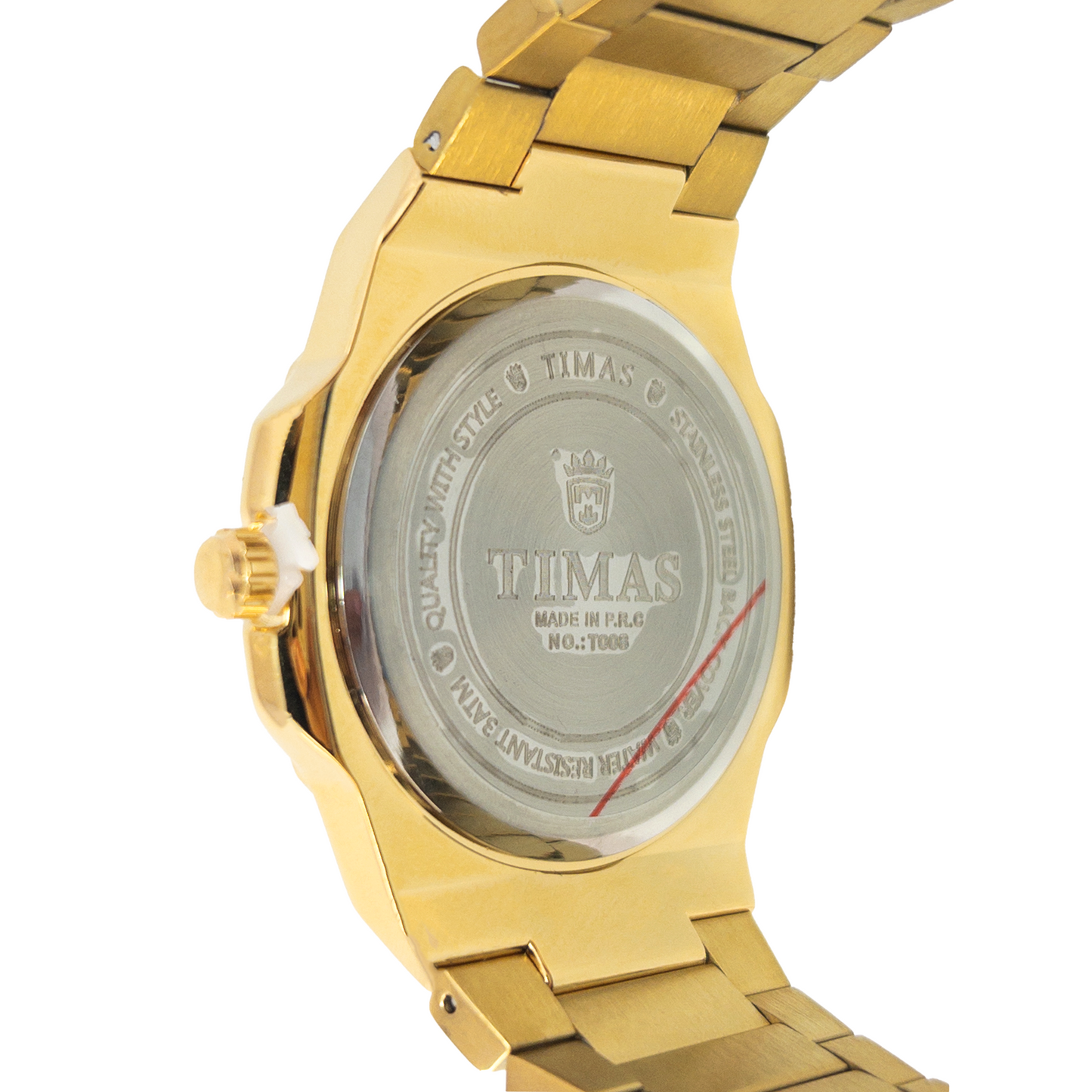 Timas Gold Stainless Steel Watch – White Dial Luxury Look