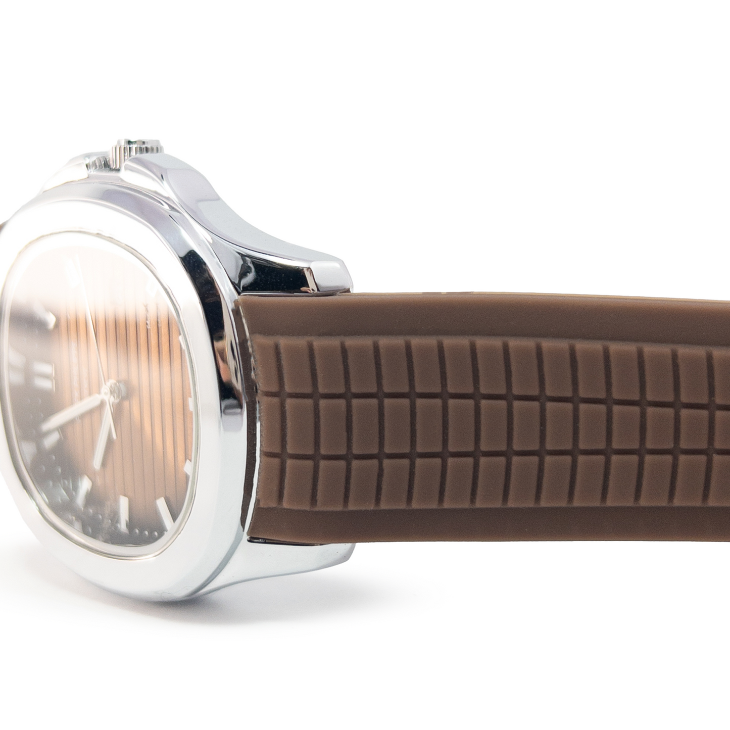 Patek Style Aquanaut Brown Dial Quartz Watch – Rubber Strap Edition