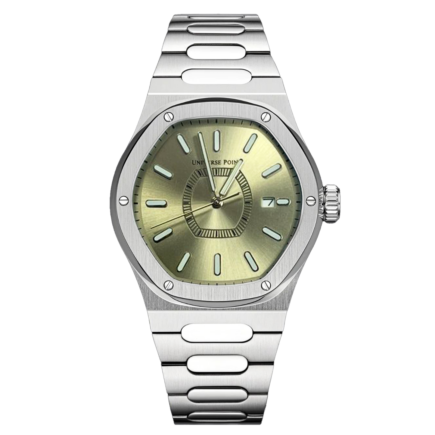 Universe Point Royal Steel Quartz Watch – Brushed Olive Dial Edition