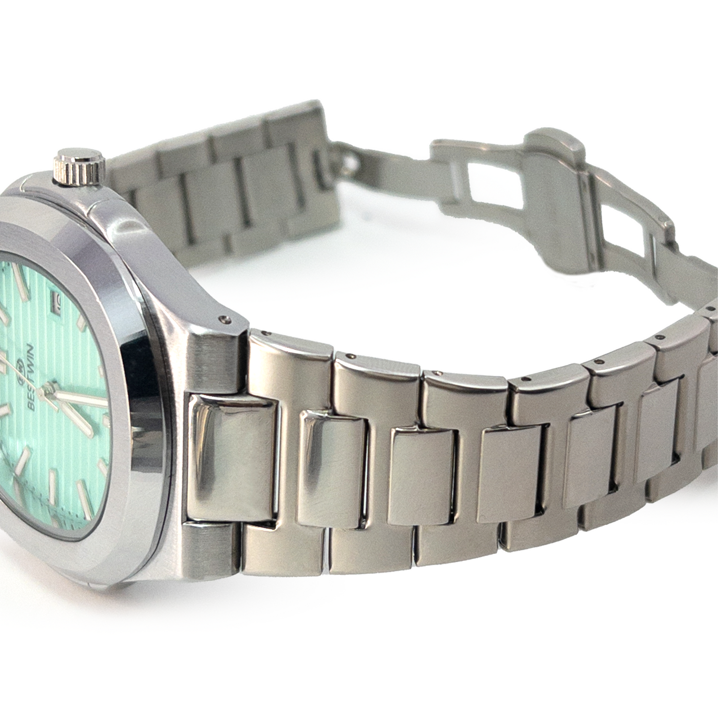 Bestwin Nautilus Style Watch – Aqua Green Dial with Stainless Steel Strap