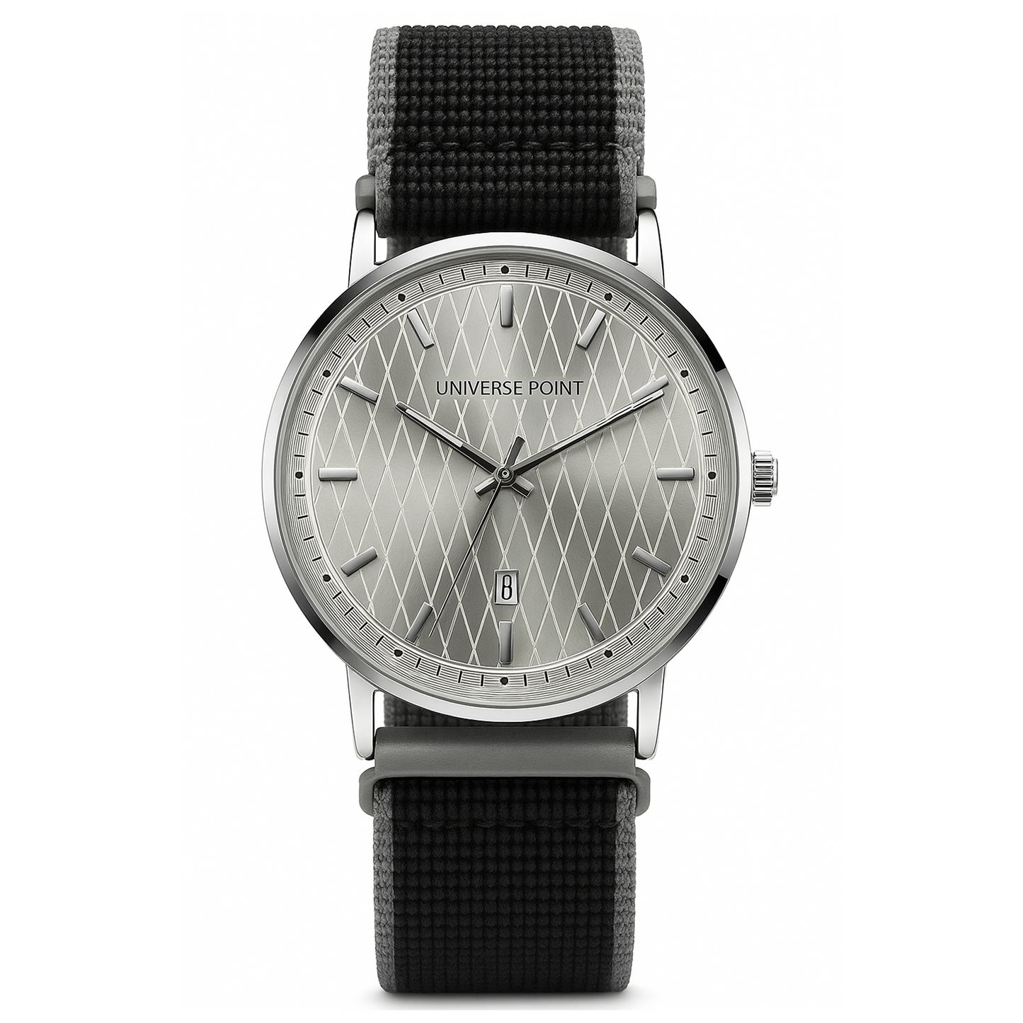 Universe Point Green Dial Men's Watch – Minimalist Analog Design with Military Fabric Strap