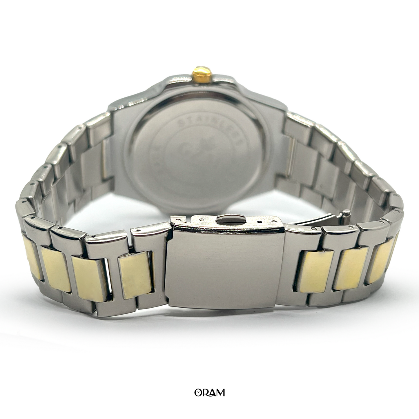 BESTWIN Two-Tone Stainless Steel Quartz Watch – Silver & Gold Modern Date Edition (Model: BW-Q01-SG)