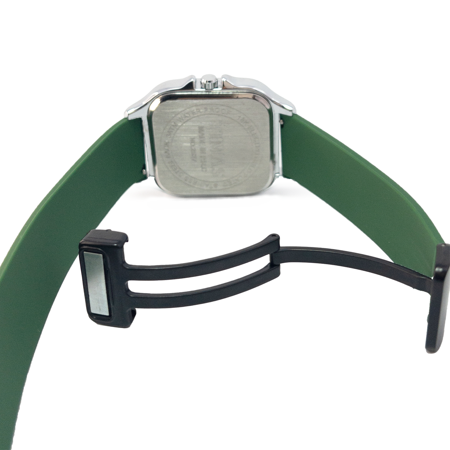 Timas Men’s Green Strap Roman Dial Watch – Luxury Square Quartz