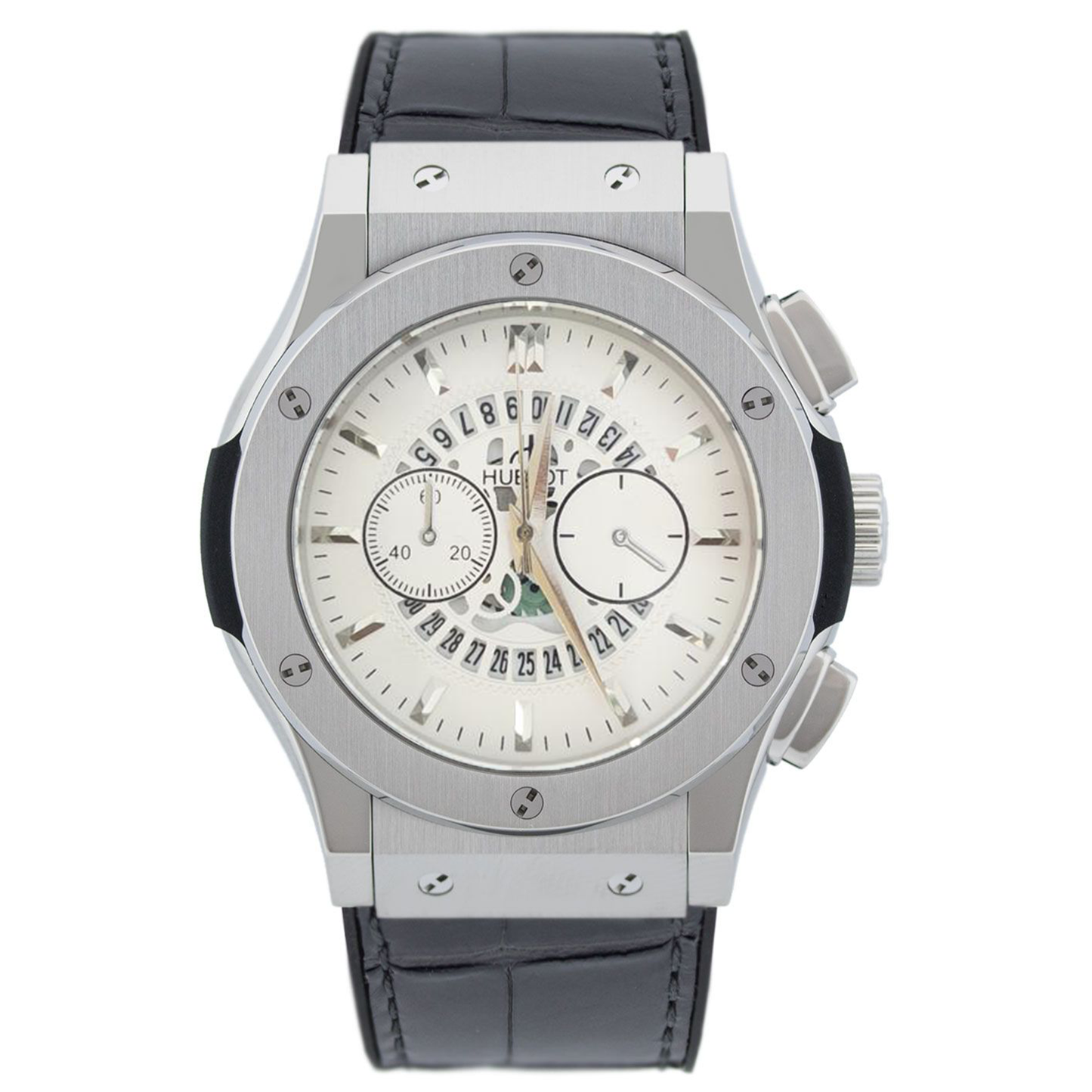 Hublot Chronograph Leather Strap Watch – Silver Dial Luxury Edition