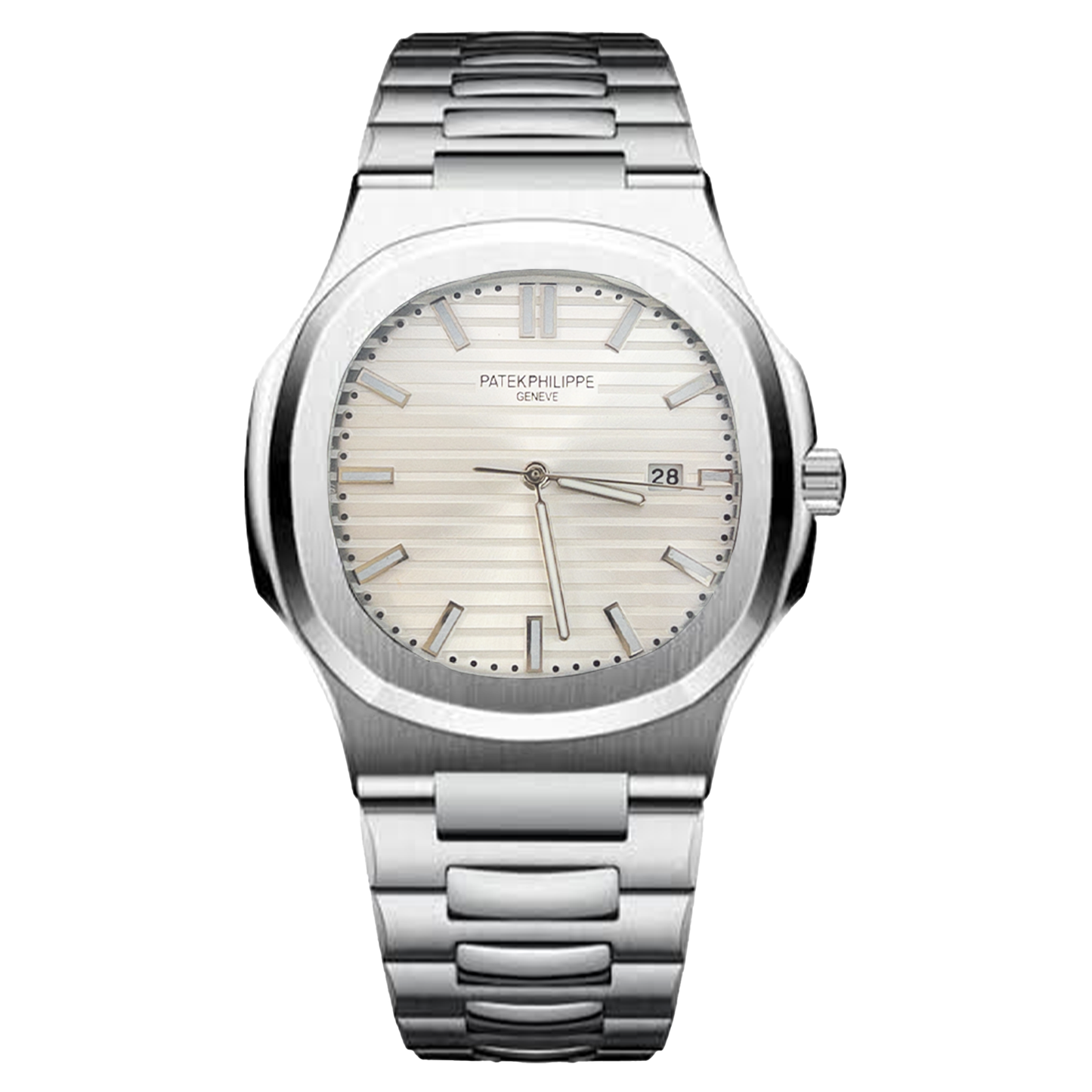 Patek-Inspired Nautilus Style Quartz Watch – Silver Steel Edition