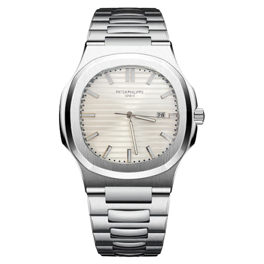 Patek-Inspired Nautilus Style Quartz Watch – Silver Steel Edition