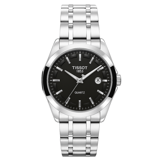 Tissot Black Dial Stainless Steel Quartz Watch – Classic Date Edition (Model: TST-Q01-BLK)