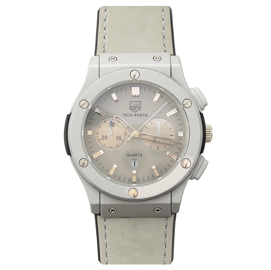 Hublot Style Chronograph Quartz Watch – Frost White Leather Edition (Modle : HW-FW23)